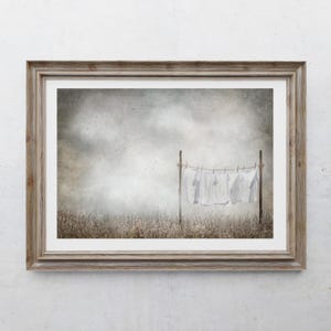 Clothesline Photography Print, Digital Art, Farmhouse Decor, Laundry Room, Bathroom Art, Whimsical Art, Country Farm Art, Spring Landscape