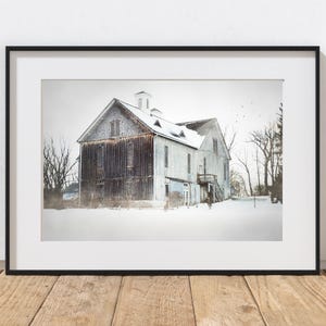 Barn Photography Print, Farmhouse Decor, Rustic Home Decor, Holiday Decor, Old Farm Art, Gray Barn Photos, Pennsylvania Winter Landscape