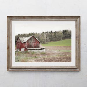 Barn Photography Print, Old Farmhouse Decor, Rustic Home Decor, Red Barn Photos, Country Art, Farm Field, Pennsylvania Spring Landscape