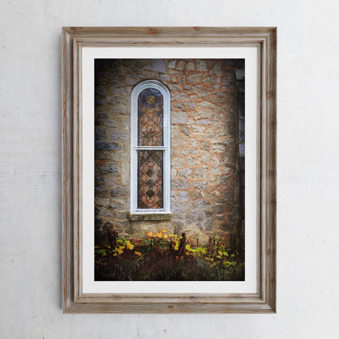 Church Window Photography Print, Farmhouse Decor, Stained Glass Windows ...