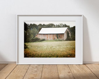 Barn Photography Print, Rustic Farmhouse Decor, Fall Country Decor, Wall Art, Home Decor, Wildflowers, Pennsylvania Farm, Autumn Landscape