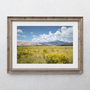 Great Sand Dunes, Photography Print, Southwest Home Decor, Wildflowers Field, Desert Mountain Art, National Park, Colorado Summer Landscape