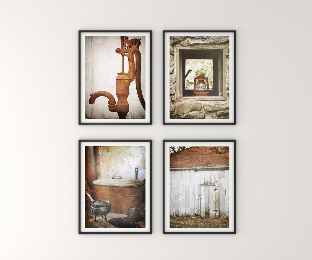 Rustic Farmhouse Photography Prints Set, Set of 4 Prints, Kitchen Home ...