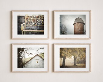 Autumn Farm Photography Prints Set, Set of 4 Prints, Rustic Farmhouse Decor, Old Barn Art, Home Decor, Country Decor, Pennsylvania Landscape