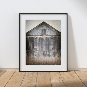 Barn Photography Print, Rustic Farmhouse Decor, Wall Art, Gray Barn Farm, Barn Windows, Old Vintage Barn, Pennsylvania Winter Landscape