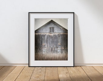 Barn Photography Print, Rustic Farmhouse Decor, Wall Art, Gray Barn Farm, Barn Windows, Old Vintage Barn, Pennsylvania Winter Landscape