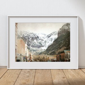 Mountain Town Photography Print, Rustic Lodge Decor, Home Decor, Christmas Village Art, Holiday Art, Telluride Colorado, Winter Landscape