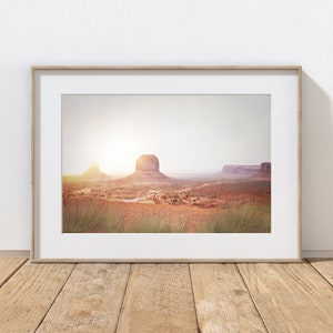 Monument Valley Photography Print, Rustic Lodge Decor, Southwest Art, Desert Sunset, Red Rock Mountains, Home Decor, Utah Spring Landscape