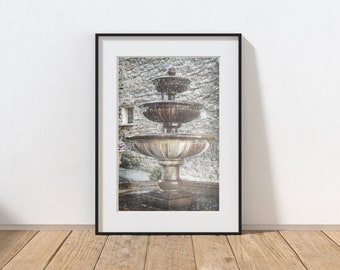 Victorian Fountain Photography Print, Rustic Home Decor, Bathroom Art, Laundry Room Decor, Water Pump, Bird Bath, Pennsylvania Landscape