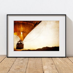Hot Air Balloon Photography Print, Sandia Mountains Art, Desert Sunrise, Southwest Art, Home Decor, Balloons, New Mexico Autumn Landscape