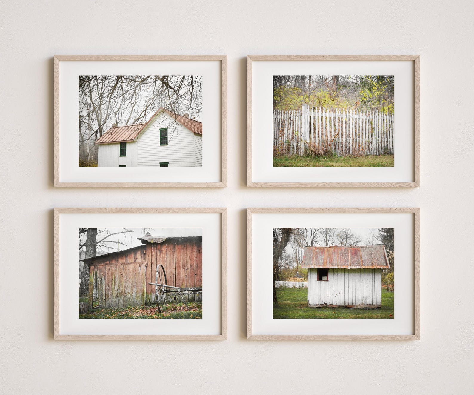 Farmhouse Photography Prints, Set of 4 Photos, Rustic Home Decor, Old ...
