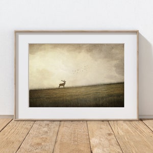 Deer Photography Print, Rustic Farmhouse Decor, Digital Art, Elk Art, Wildlife Art, Lodge Art, Log Cabin Decor, Home Decor, Autumn Landscape