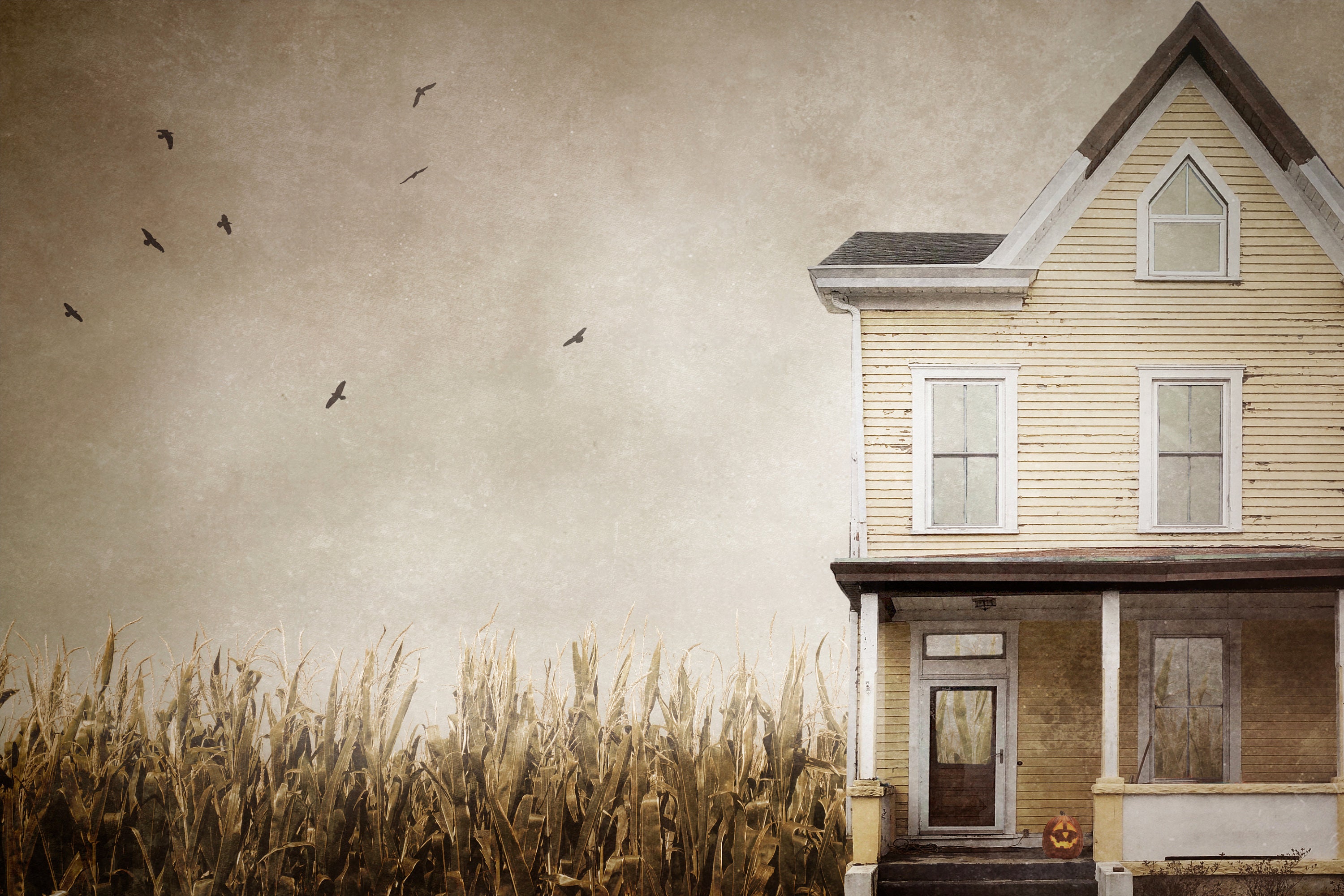 Farmhouse Photography Print, Mixed Media Art, Rustic Wall Art, Autumn ...