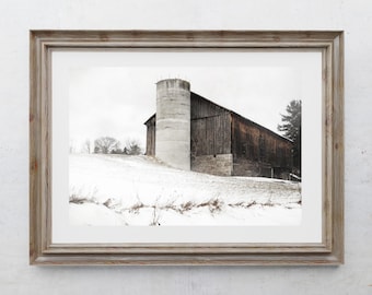Barn Photography Print, Rustic Home Decor, Farmhouse Decor, Old Brown Barns Photos, Country Art, Farm Art, Pennsylvania Winter Landscape
