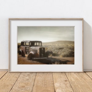 Vintage Car Photography Print, Rustic Farmhouse Decor, Wall Art, Antique Car, Rusty Old Car, Southwest Farm Truck, Arizona Desert Landscape