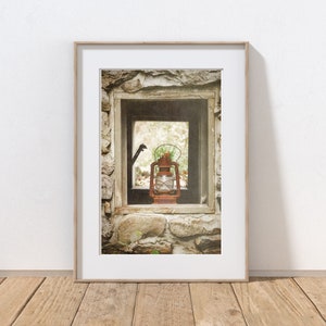 Impresión fotográfica de linterna antigua, decoración de granja, cocina rústica antigua, lavadero, arte victoriano, paisaje otoñal de Pensilvania imagen 1