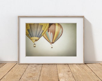 Hot Air Balloons Photography Print, Nursery Print, Whimsical Balloon Art, Kids Room Decor, Boys Room Art, Colorful Sky, Summer Landscape