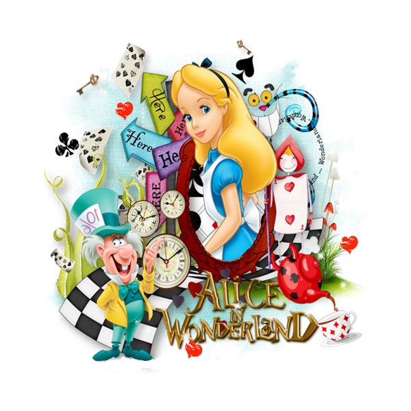 Alice in Wonderland Digital Sublimation File PNG, Clipart İnstant Download, Sublimation Iron On Transfer T-shirt, Alice Transfer T-Shirt png