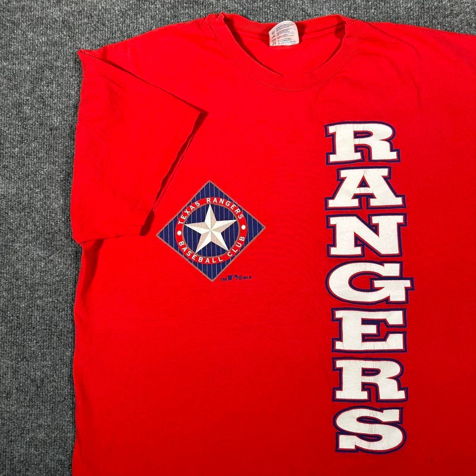 Vintage Texas Rangers Shirt Mens XL Red 90s Single Stitch Made In