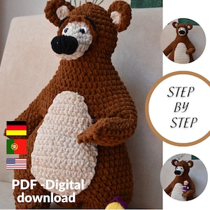 Pattern crochet bear-Teddy bear crochet pattern -masha and bear - crochet masha and bear pattern -crochetkids - baby crochet - pattern pdf