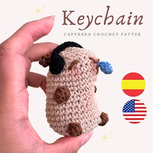 Cute Capybara Keychain Crochet Pattern - 8 cm Amigurumi Design for Beginners, Adorable and Easy DIY Keychain with Step-by-Step Instructions