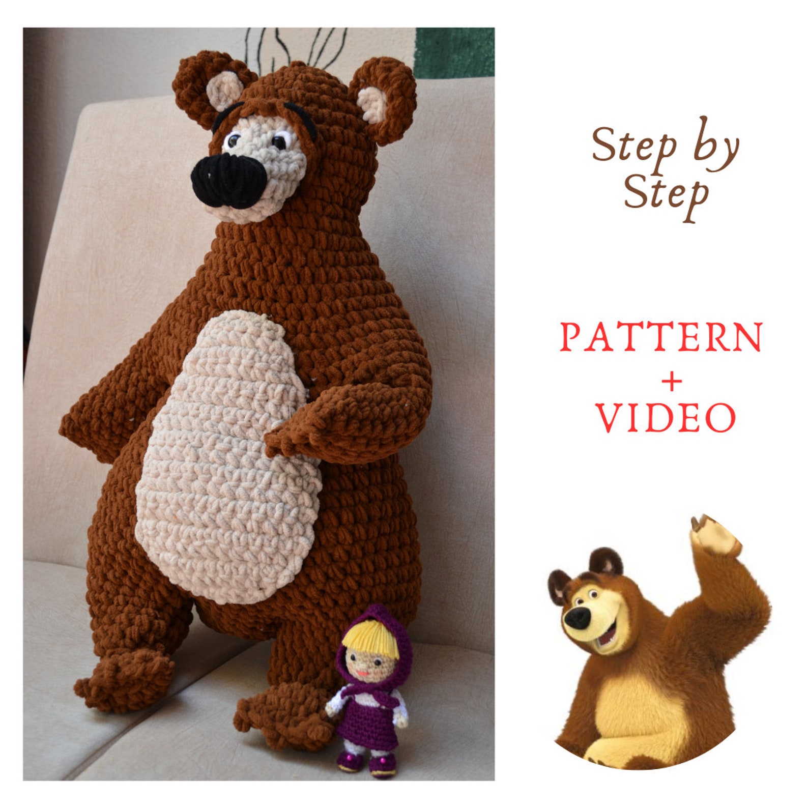 Pattern Crochet Bear-teddy Bear Crochet Pattern -masha and Bear ...