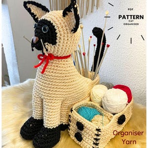 Organizzatore di filati multifunzionale-Schema gatto all'uncinetto-schema all'uncinetto-Organizzatore all'uncinetto Mantieni i tuoi materiali in ordine-Amante dei gatti Regalo-Amante dell'uncinetto