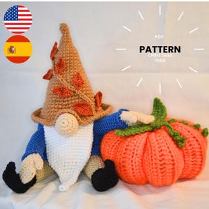Crochet Pumpkin Gnome Pattern | Halloween Pumpkin Gnome | Fall Harvest Pumpkin Gnome | Amigurumi Pumpkin Gnome Crochet Pumpkin Gnome PDF