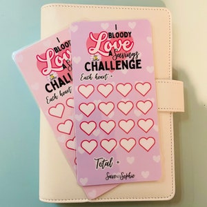 NEW Bloody Love a savings Challenge savings challenge, pink, lilac, cash stuffing| Budget binder insert budget binders, A6 Cash Envelopes