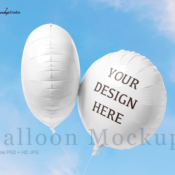 Foil Balloon Mockup for Birthday Baby shower wedding anniversary party Mockup, Decal Balloons Round Mockups for Event Planners digital PSD