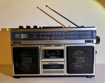 Chaîne Stéréo Double Cassette Philips D 8678 - Radio FM/AM - Boombox Vintage