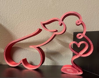 The Penis Love-Line heart continuous line art 3D Print - Red, White, or Black color