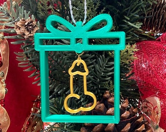 Penis/Dick in a Present Funny Ornament White Elephant Gag Gift Adult theme gift