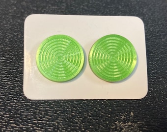 Round Stud earrings w/swirl design over starburst, Unique handmade and trendy!