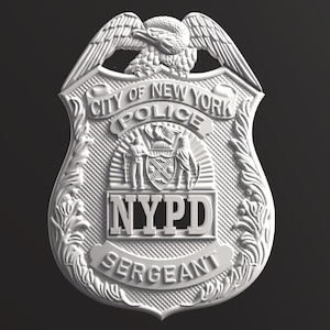 NYPD Sergeant Badge STL, Digital 3D Model, Tested CNC model, Digital File Download, Not a Physical Item