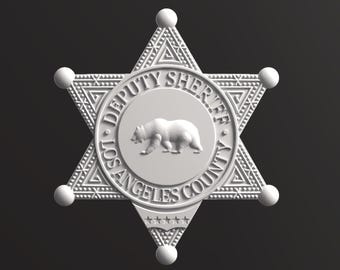 LA Sheriff Badge STL, CNC Tested 3D Model (Digital File)