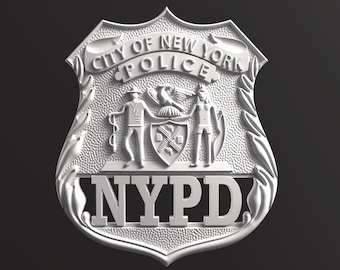 NYPD Officer Badge STL, Digital 3D Model, Tested CNC model, Digital File Download, Not a Physical Item