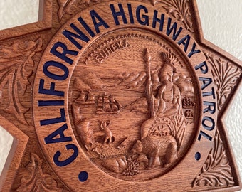 CHP BADGE, California Highway Patrol Wood Badge, Police Badge, Law Enforcement, Plaque, Hardwood