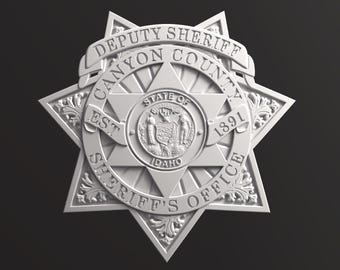Canyon County Sheriff Badge STL, CNC Tested 3D Model (Digital File)