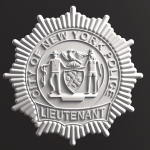 NYPD Lieutenant Badge STL, Digital 3D Model, Tested CNC model, Digital File Download, Not a Physical Item