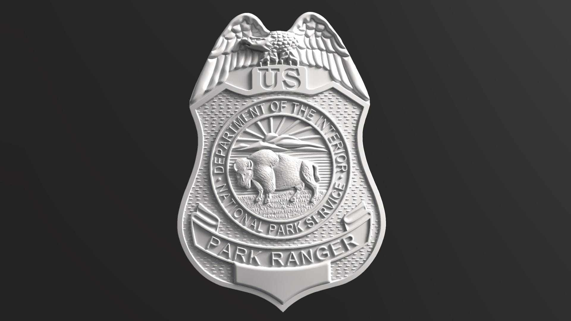 National Park Service Park Ranger Badge STL, Digital 3D Model, Tested CNC model, Digital File Download, Not a Physical Item