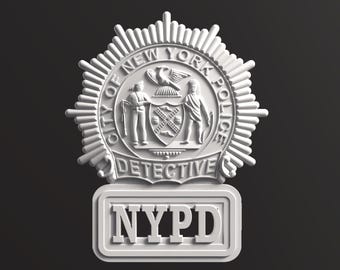 NYPD Detective Badge STL, Digital 3D Model, Tested CNC model, Digital File Download, Not a Physical Item