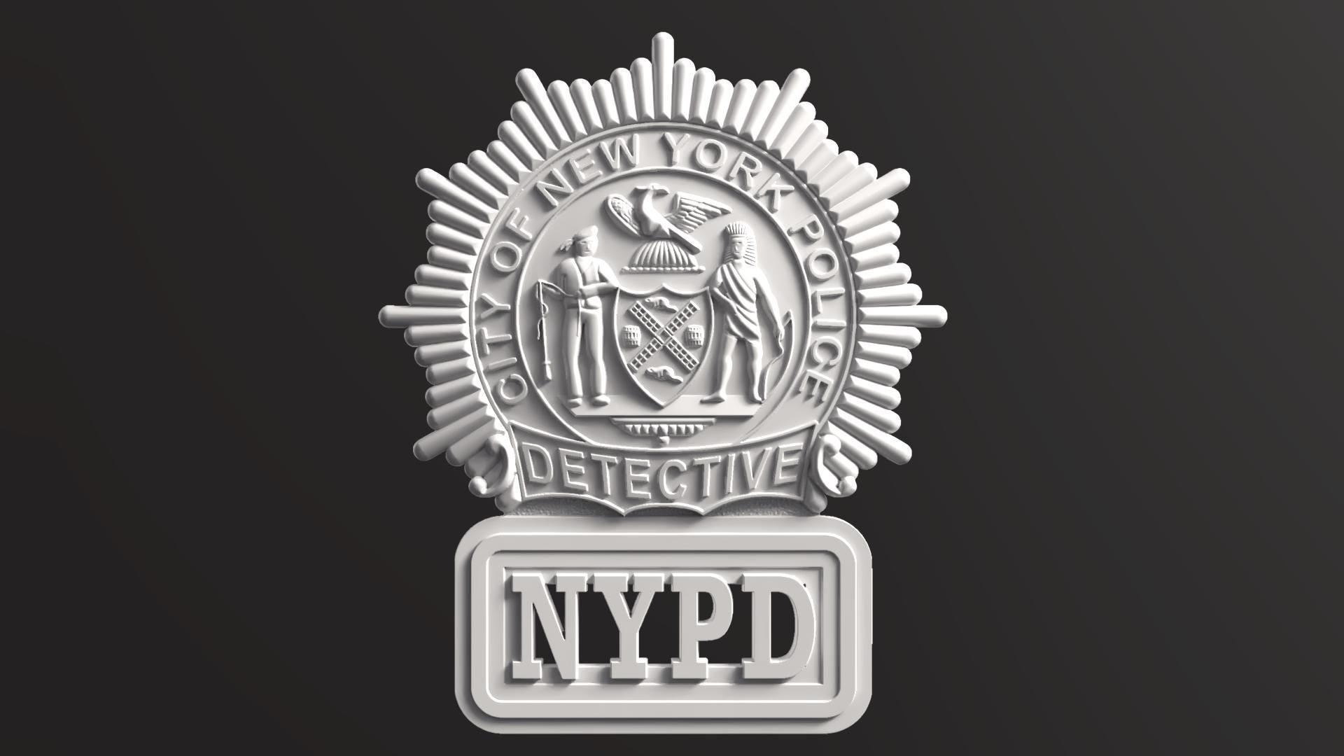 NYPD Detective Badge STL, Digital 3D Model, Tested CNC Model