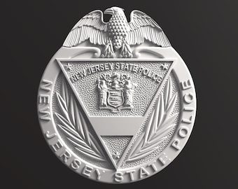 NJ State Police Badge STL, Digital 3D Model, Tested CNC model, Digital File Download, Not a Physical Item