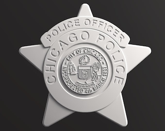 Odznaka Departamentu Policji w Chicago (STL), model 3D przetestowany metodą CNC (plik cyfrowy)