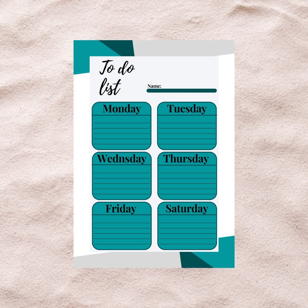 To Do List Printable Blue Instant Download Etsy