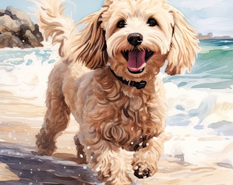Maltipoo Watercolor - 5 High Resolution JPGs Digital Download Printable Wall Art Maltipoo Gift Picture