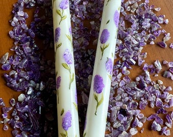 Lavender Painted Taper Candles
