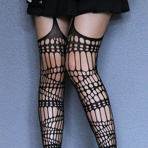 Garter fishnets sales