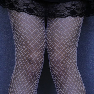 White Fishnets - Gothic Emo White Fishnet Stockings - Lolita White tights - Harajuku Grunge Fishnet Tights - Alt pantyhose